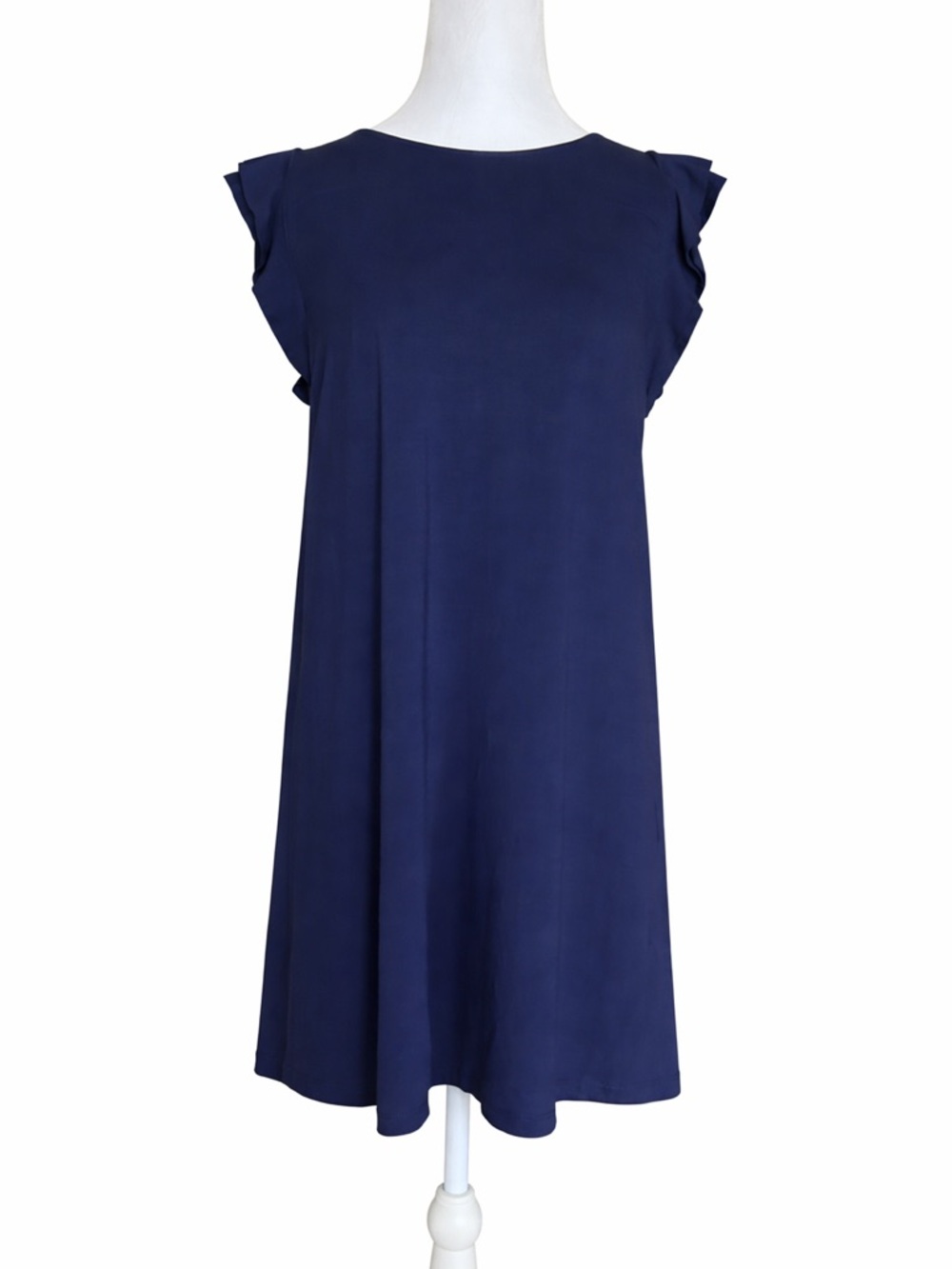 Lilly Pulitzer True Navy Dani Ruffle Flutter Sleeve‎ Knit Shift T-Shirt Dress XS